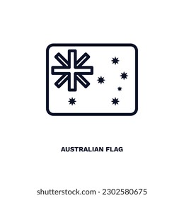 icono de la bandera australiana. Icono de bandera australiana delgada de la colección de cultura y civilización. Vector de contorno aislado en fondo blanco. El símbolo editable de la bandera australiana puede ser usado web y móvil