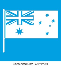 Australian Flag Icon White Isolated On Blue Background Vector Illustration