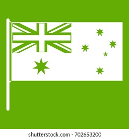 Australian flag icon white isolated on green background. Vector illustration
