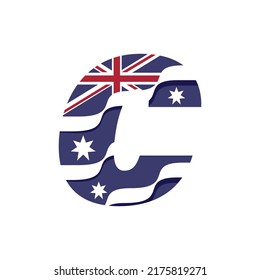 Ilustración del vector de diseño del logotipo de la bandera australiana con alfabeto C