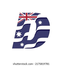 Australian flag logo design vector template illustration with alphabet D