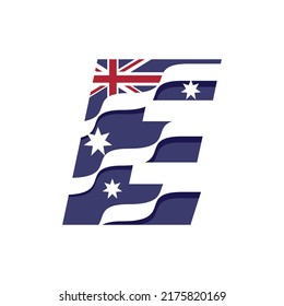 Australian flag logo design vector template illustration with alphabet E