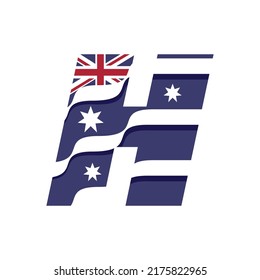 Ilustración del vector de diseño del logotipo de la bandera australiana con alfabeto H