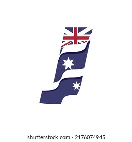 Australian flag logo design vector template illustration with alphabet J