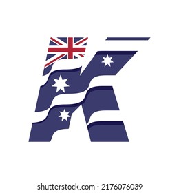 Australian flag logo design vector template illustration with alphabet K