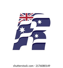 Australian flag logo design vector template illustration with alphabet R