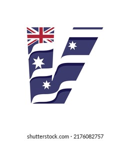 Australian flag logo design vector template illustration with alphabet V
