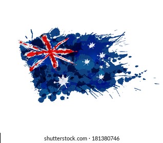 Australian flag made of colorful splashes