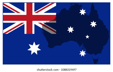 An Australian flag and map design isolated on a white background