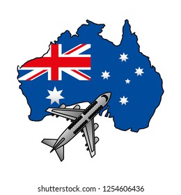 australian flag map flying airplane