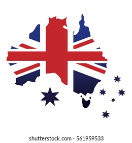 australian flag map stars emblem icon vector illustration eps 10