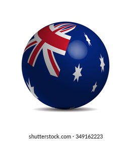Australian flag on a 3d ball, vector illustration