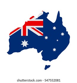 Australian flag on map