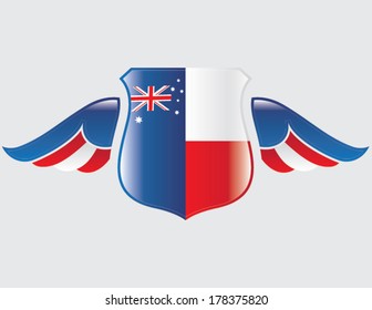 australian flag on shield with wings