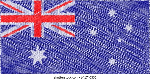 Australian flag.  Pencil drawing vector illustration. Using for decoration works.