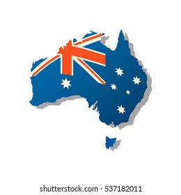 Australian flag in the shape of the contours of the country. Australia day