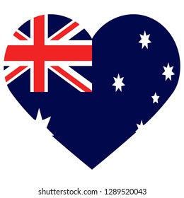 Australian flag in the shape of a heart on a white background.Vector illustration. Flat design for business financial marketing banking advertising web concept cartoon illustration.
