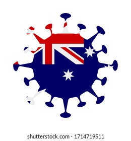 Australian flag in virus shape, symbolizing the pandemic's impact. Vector illustration.