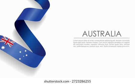 Bandeira australiana fita ondulada, simbolizando o orgulho nacional, ideal para temas de design patriótico ou cultural. Ilustração vetorial.