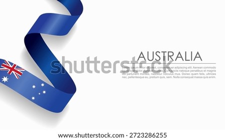 Australian flag wavy ribbon, symbolizing national pride, ideal for patriotic or cultural design themes. Vector illustration.