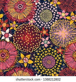 Australian Flora, Seamless Pattern, Colorful Flowers Background, Vector Illustration
