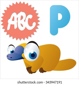 Australian funny cute animals cartoons alphabet: P is for Platypus