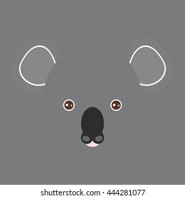 australian funny koala bear face on gray background. Vector