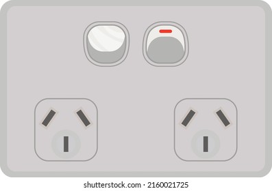 australian gray electrical outlet with two switches