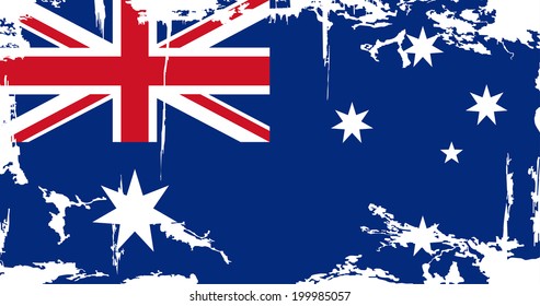 Australian grunge flag. Vector illustration. Grunge effect can be cleaned easily.