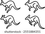 Australian hand drawn set of kangaroo and Australian continent.