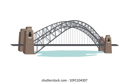 Australian Harbour Bridge Flat Style Isolated Stock Vector (royalty 