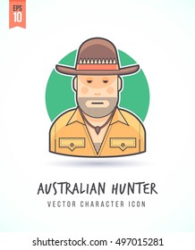 Australian hunter safari illustration People lifestyle and occupation Colorful and stylish flat vector character icon