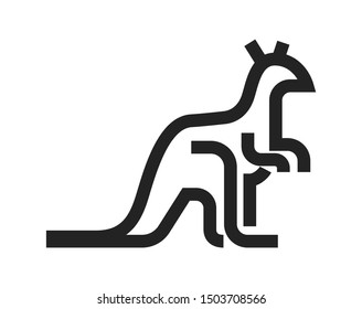 Australian kangaroo linear icon vector illustration