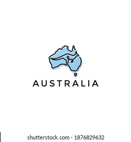 Australian Kangaroo Logo, Kangoroo Logo Template, Australia Map With Kangaroos.