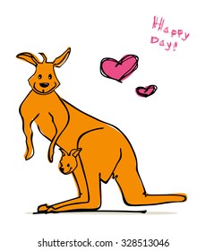 Australian Kangaroo love / mother's day / father's day / maternity / Paternity vector illustration 