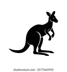 Australian Kangaroo silhouette Vector illustration.