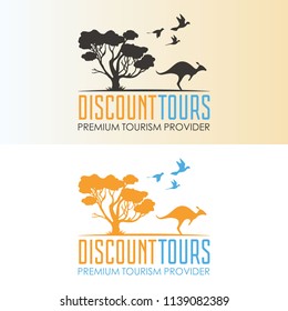 Australian kangaroo trees discount tours logotype in circle