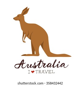 Australian kangaroo. Vector animal. Australia calligraphic.