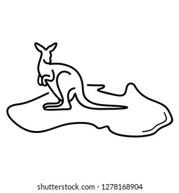 The Australian Kangaroo. Vector flat outline icon illustration isolated on white background.