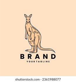 Australian Kangaroo vector logo design in vintage colors. Classic logo element template