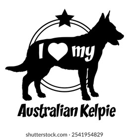  Australische Kelpie. Hund Silhouette, ich liebe meinen Hund, Hund, Hunderassen, Logo, Vektor, Silhouette, Tier, Illustration, Symbol, Zeichen, schwarz, Haustier,