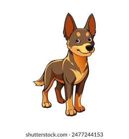 Australian Kelpie Dog vector illustration isolated on white background in cartoon style.