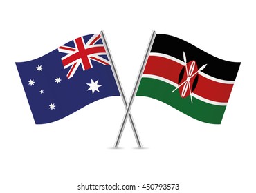 Australian and Kenyan flags. Vector illustration.