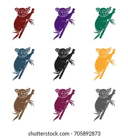 Australian koala icon in black style isolated on white background. Australia symbol stock vector illustration.