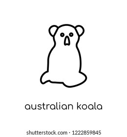 australian koala icon. Trendy modern flat linear vector australian koala icon on white background from thin line Australia collection, outline vector illustration