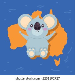 koala australiana en personaje de mapa