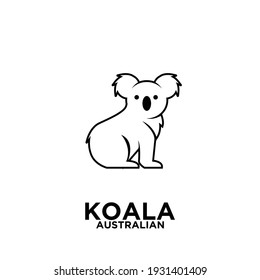 Australian Koala simple black line logo vector icon illustration design isolated background