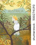  Australian landscape  poster.  Every  element is located on a separate layer. Images is cropped with Clipping Mask. Easy to edit