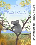  Australian landscape  poster.  Every  element is located on a separate layer. Images is cropped with Clipping Mask. Easy to edit