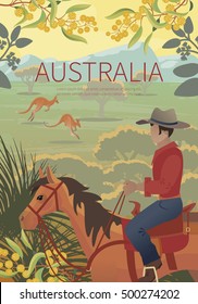  Australian landscape  poster.  Every  element is located on a separate layer. Images is cropped with Clipping Mask. Easy to edit